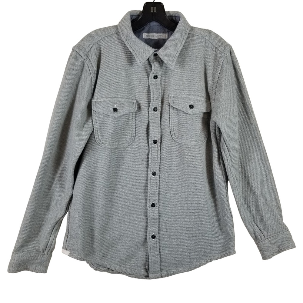 Outerknown Blanket Shirt Mens Medium Grey 100% Organic Cotton Heavyweight‎ Twill